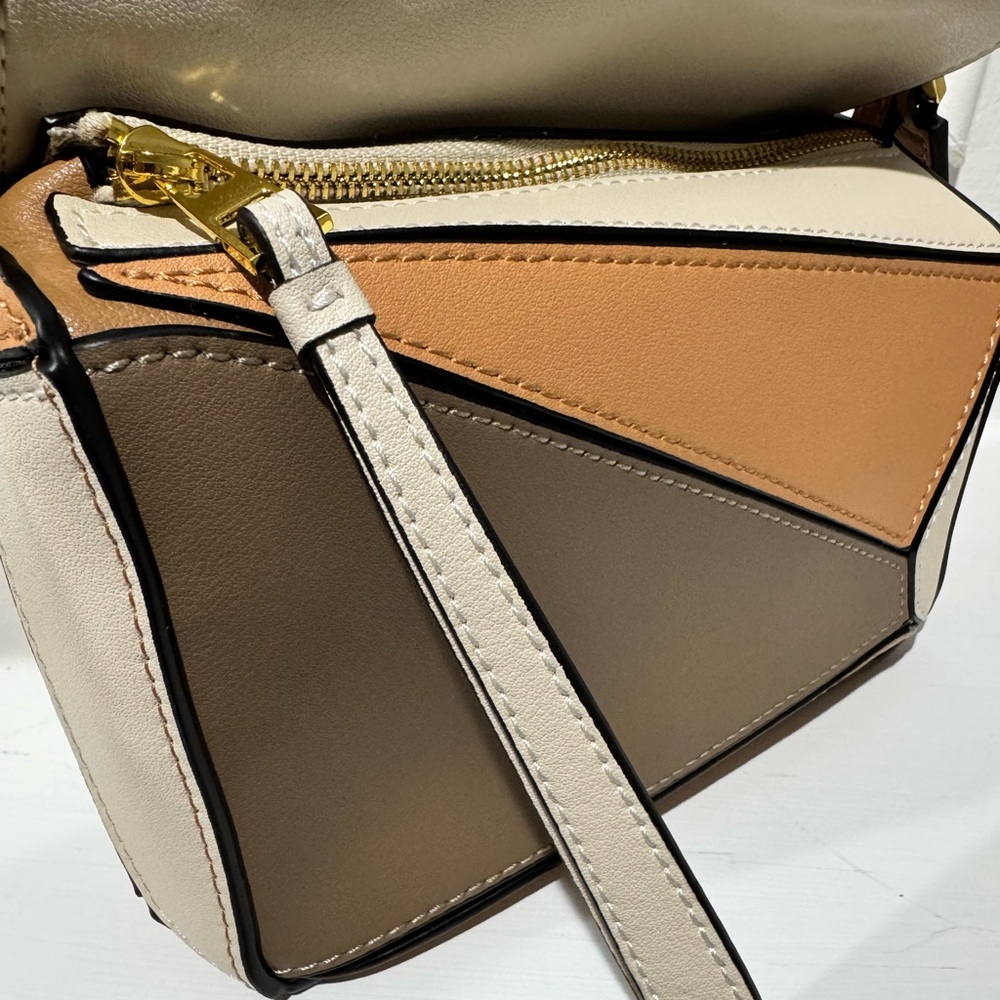 Mini Geo Panel Structured Bag - Brown/Copper/Beige - Picture 9 of 14
